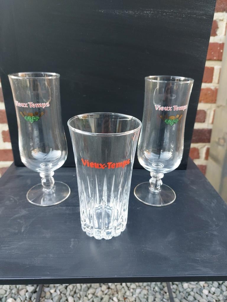 Verres à bière Vieux Temps, Enlèvement ou Envoi, Comme neuf, Verre ou Verres, Autres marques