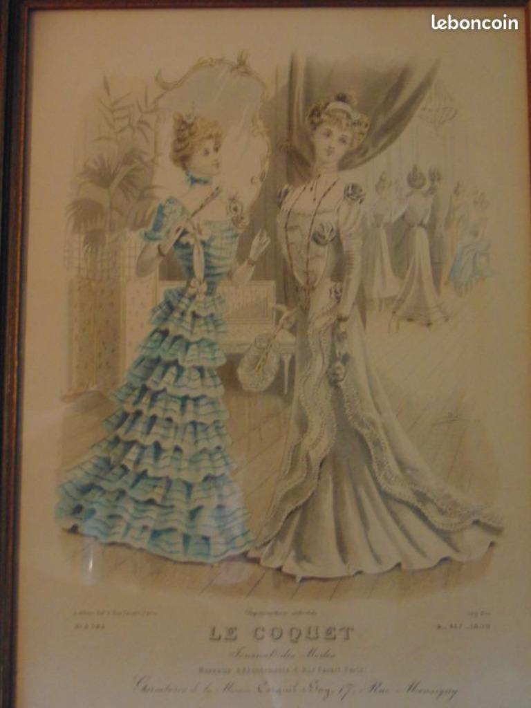 3 Cadres de Lithographie, le coquet, Antiek en Kunst, Ophalen of Verzenden