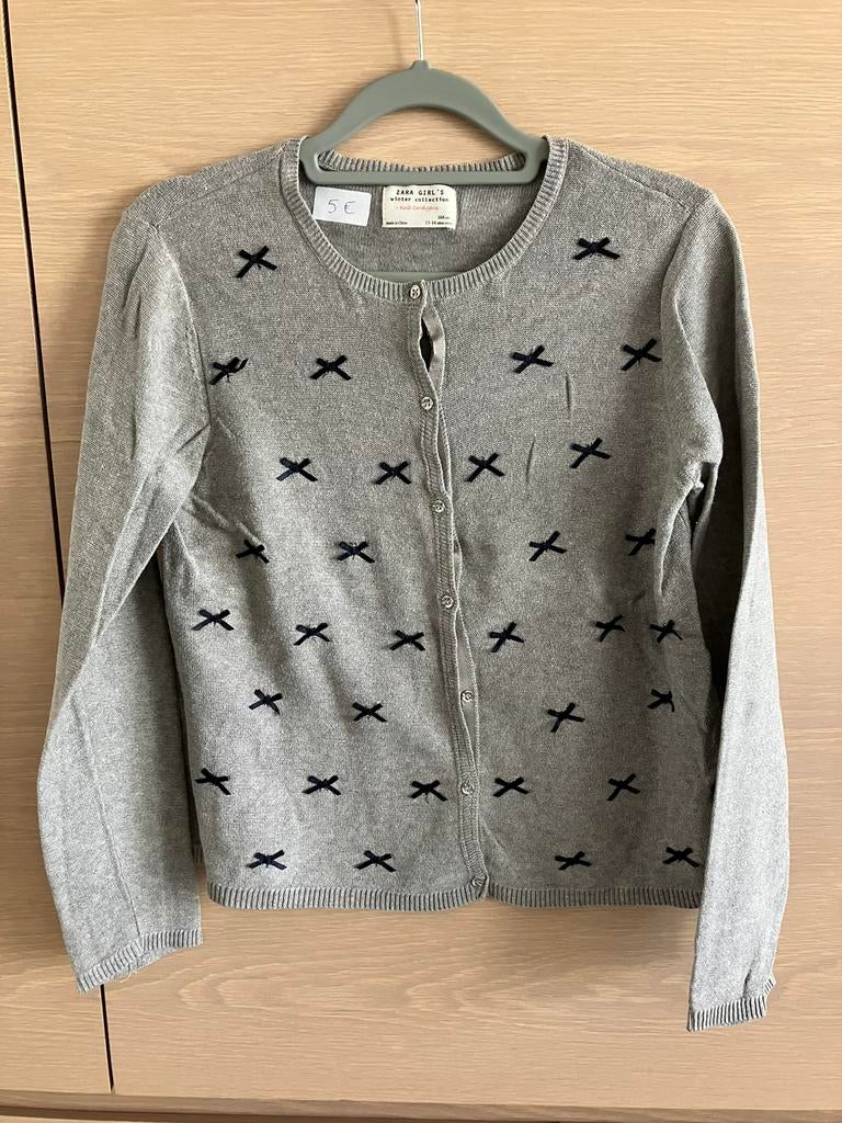 Grijze gilet met zwarte strikjes - Zara - maat 164 (14 jaar), Kinderen en Baby's, Kinderkleding | Maat 164, Gebruikt, Meisje, Trui of Vest