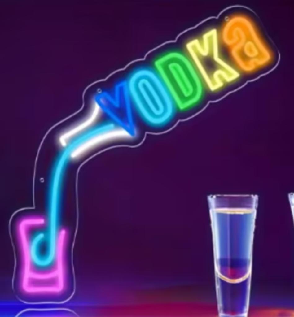 Lampe LED style néon Vodka (45x23cm) Nouveau., Enlèvement ou Envoi, Neuf, Table lumineuse ou lampe (néon)