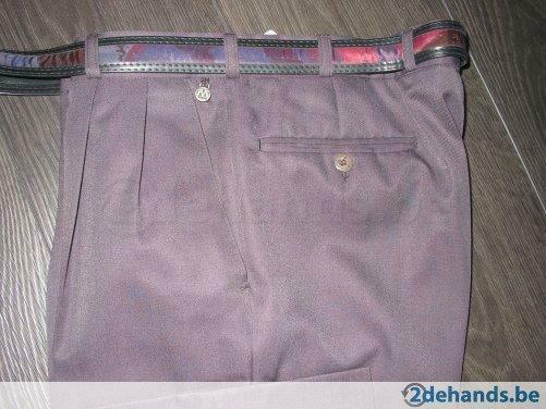 geklede broek met riem lendeomtrek 85 cm, Ophalen of Verzenden, Gedragen, Maat 48/50 (M), Paars