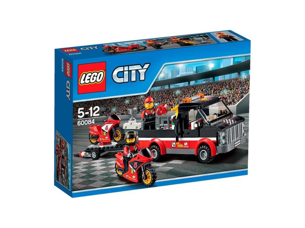 LEGO City Race 60084 Racing Bike Transporter MET DOOS, Ophalen of Verzenden, Zo goed als nieuw, Complete set, Lego