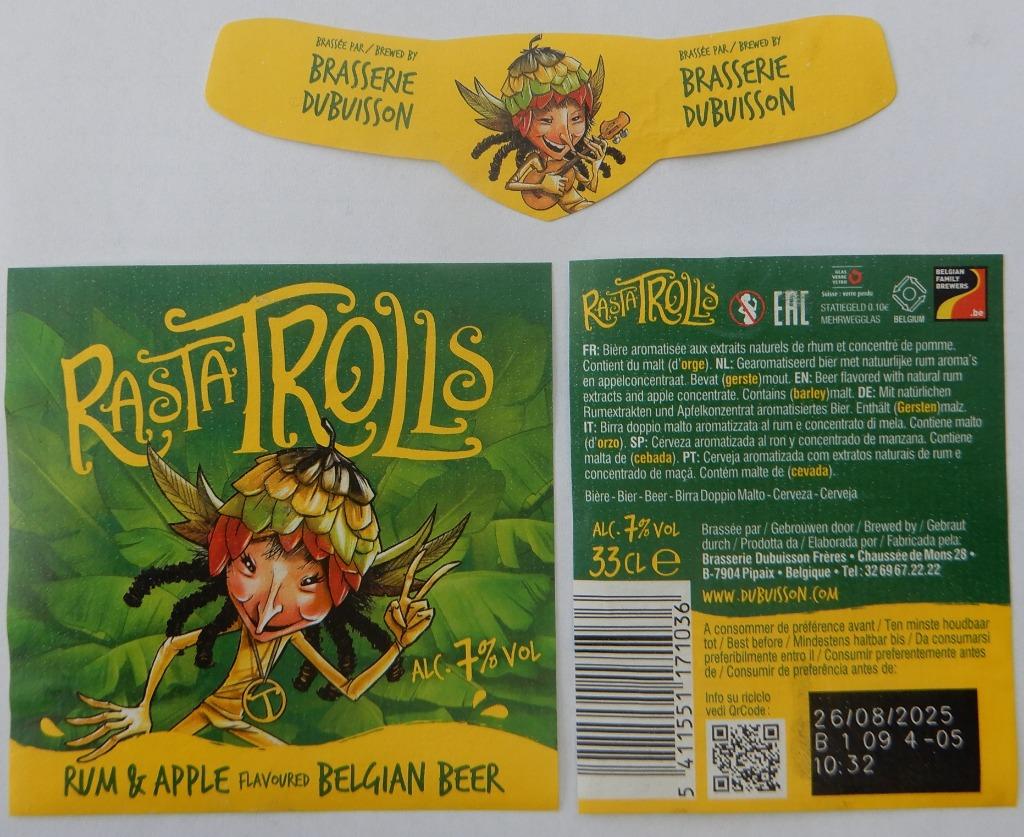 Bieretiket Cuvée des Trolls Brouw. Dubuisson Frères (9r4), Verzamelen, Verzenden, Gebruikt