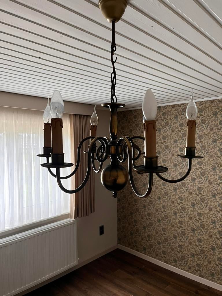 Vlaamse luster 6 lampen, Ophalen, Zo goed als nieuw