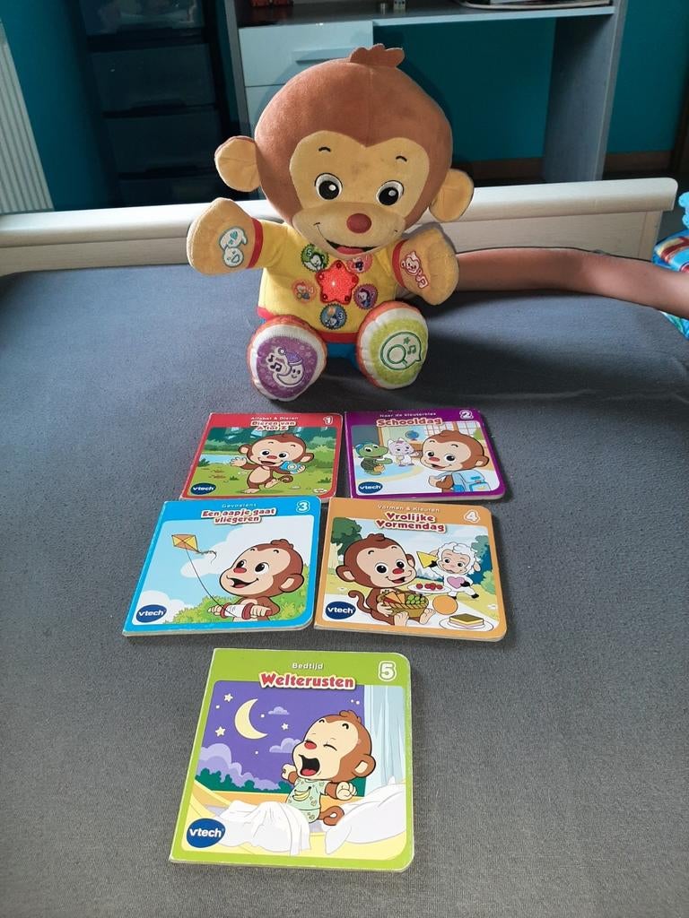 Vtech aapje Miko met 5 leesboekjes, Ophalen, Gebruikt