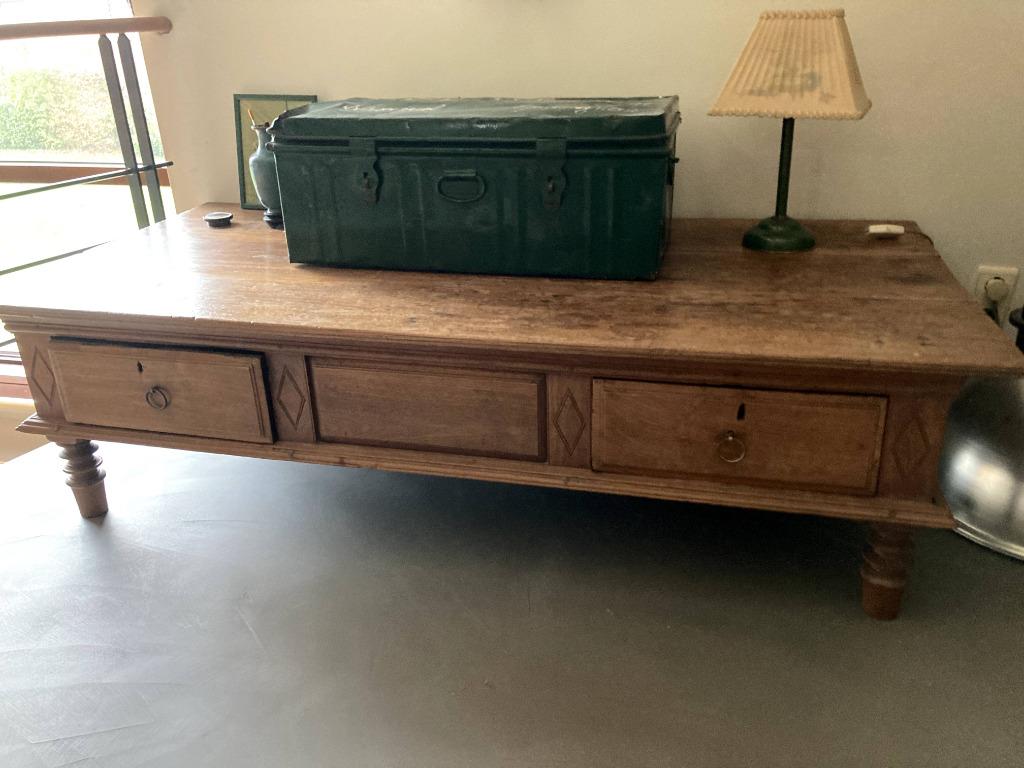 Table basse en teck, Teck, 150 à 200 cm, Moins de 50 cm, Colonial