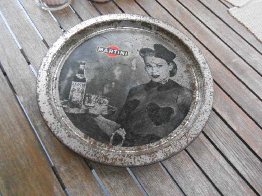 oud Martini  - barblad met pin-up dienblad plateau verzamele, Verzamelen, Ophalen of Verzenden, Gebruikt, Gebruiksvoorwerp