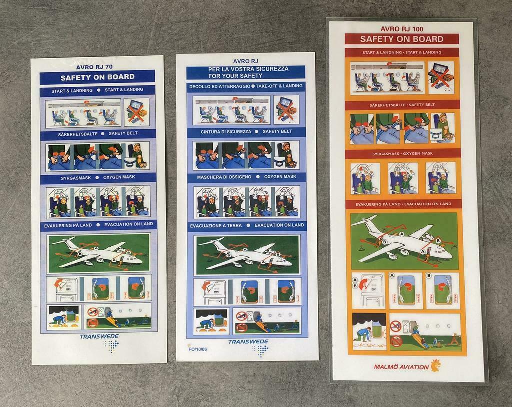 Safety cards Transwede / Malmo Aviation - nieuwstaat, Verzamelen, Ophalen of Verzenden, Nieuw, Overige typen