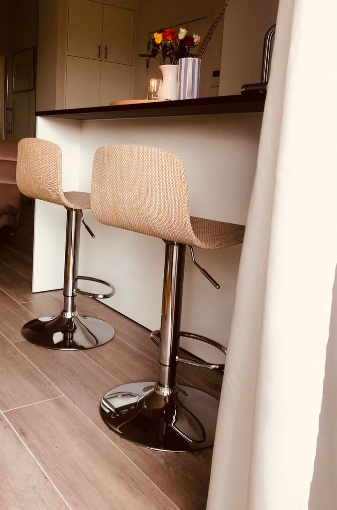 Vintage Barkruk, Huis en Inrichting, Stoffering | Vloerbedekking, Ophalen, Gebruikt, Beige, Overige typen