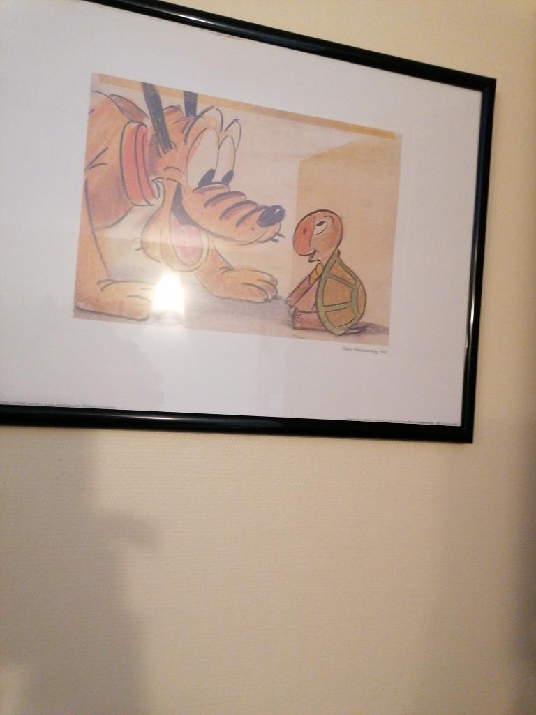 Pluto et la tortue disneyland paris reproduction 30x40 cm, Collections, Enlèvement ou Envoi, Dingo ou Pluto, Comme neuf, Image ou Affiche