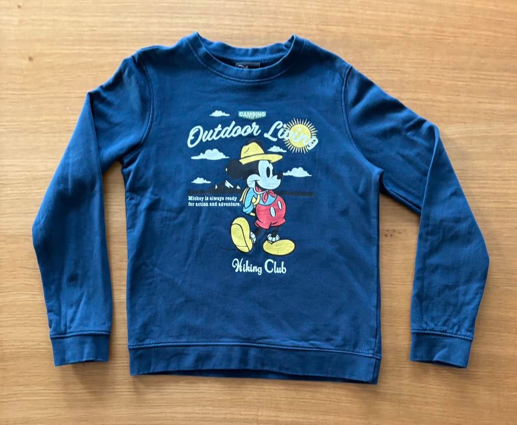Sweat bleu foncé Mickey - 10 ans - 8€, Enlèvement ou Envoi, Comme neuf, Garçon, Pull ou Veste