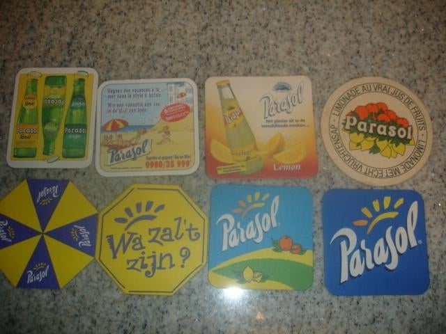 8 verschillende bierviltjes van Parasol voor € 0,50, Enlèvement ou Envoi, Comme neuf, Sous-bock, Autres marques