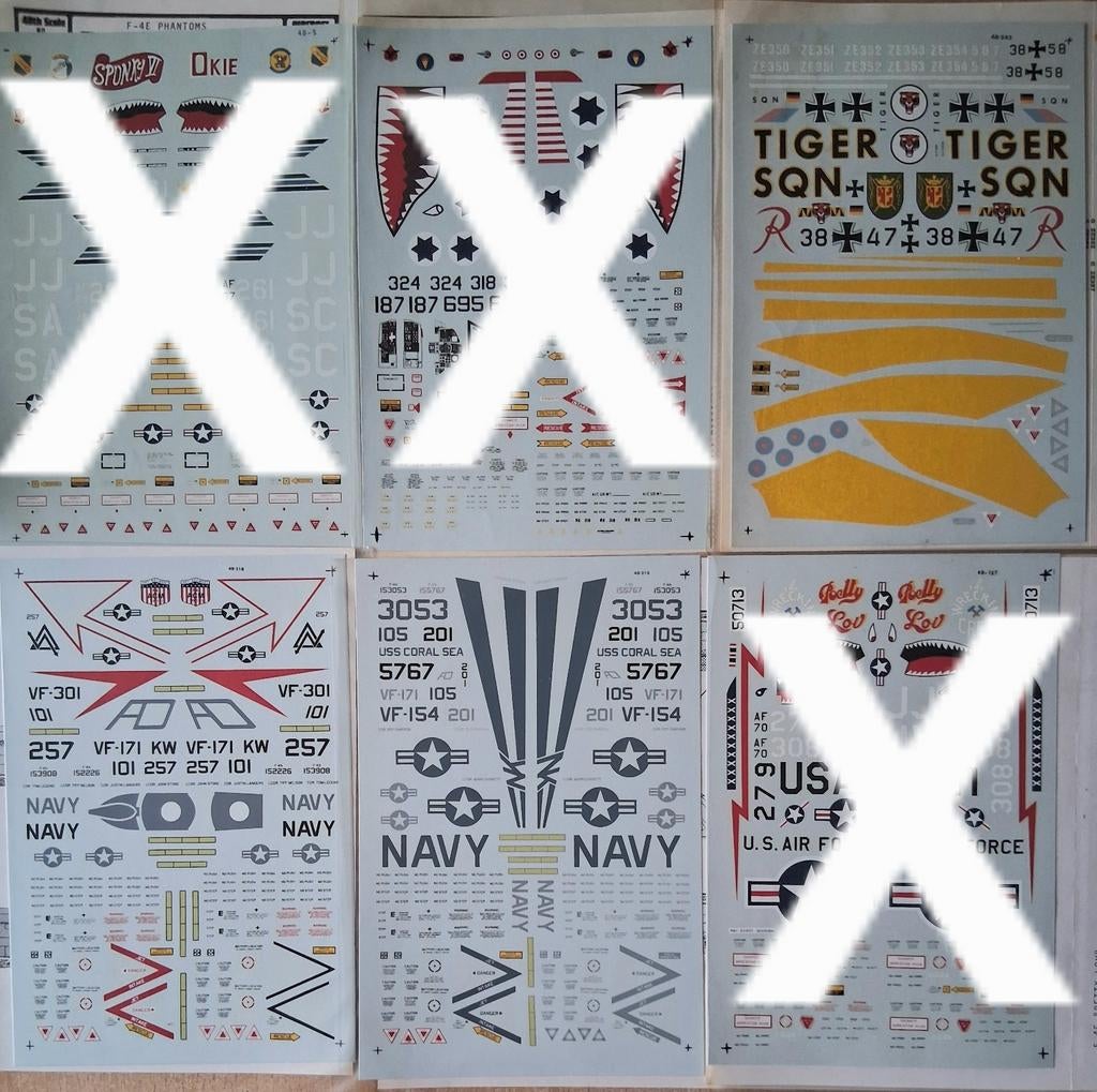 3 planches de décalcomanies spéciales pour F-4 au 1/48, Neuf, Enlèvement ou Envoi, Avion, Plus grand que 1:72