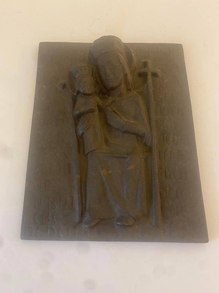 Gussplatte Mutter Gottes mit Kind Hofheimer Werkkunst Hans, Antiek en Kunst, Ophalen of Verzenden, Brons