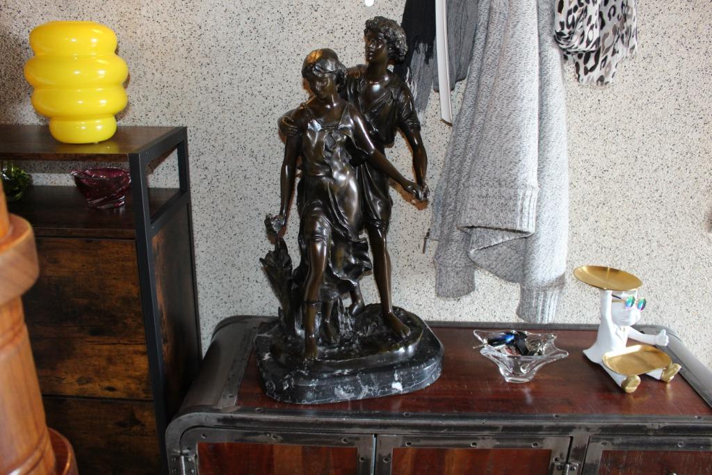 Bronze de 72cm L'aveu de Hippolyte Moreau, Antiquités & Art, Antiquités | Bronze & Cuivre, Bronze, Enlèvement