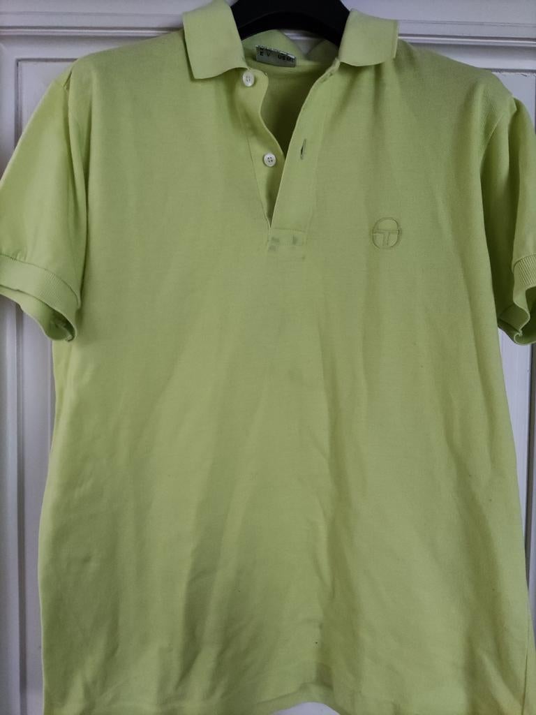 Sergio Tacchini - fabriqué en Italie, polo vert jaune, taill, Enlèvement ou Envoi, Comme neuf