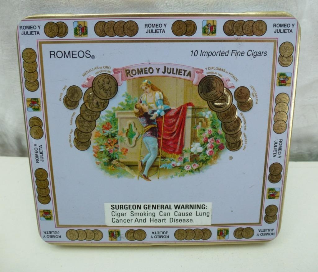 leeg blikken sigarendoosje Romeos Romeo Y Julieta, Verzamelen, Ophalen of Verzenden, Gebruikt, Tabaksdoos of Verpakking