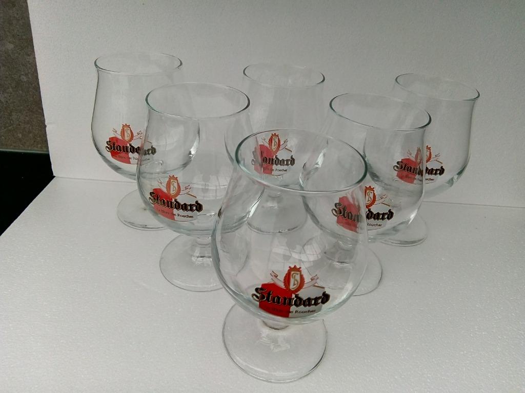Six anciens verres  STANDARD LA BIERE DES ROUCHES, Enlèvement ou Envoi, Neuf, Verre ou Verres, Autres marques