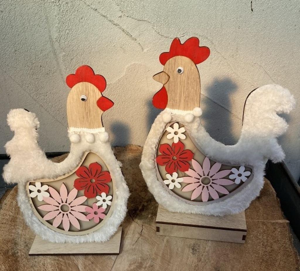 HAAN EN KIP HOUT PAAS DECO SET NIEUW, Diversen, Pasen, Nieuw, Ophalen of Verzenden