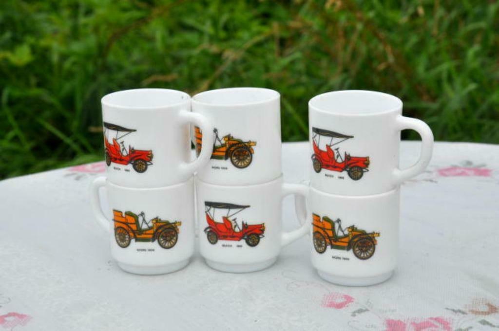 §  6 tasses café moka arcopal vieux tacos, Ophalen of Verzenden, Gebruikt, Kop(pen) en/of Schotel(s)