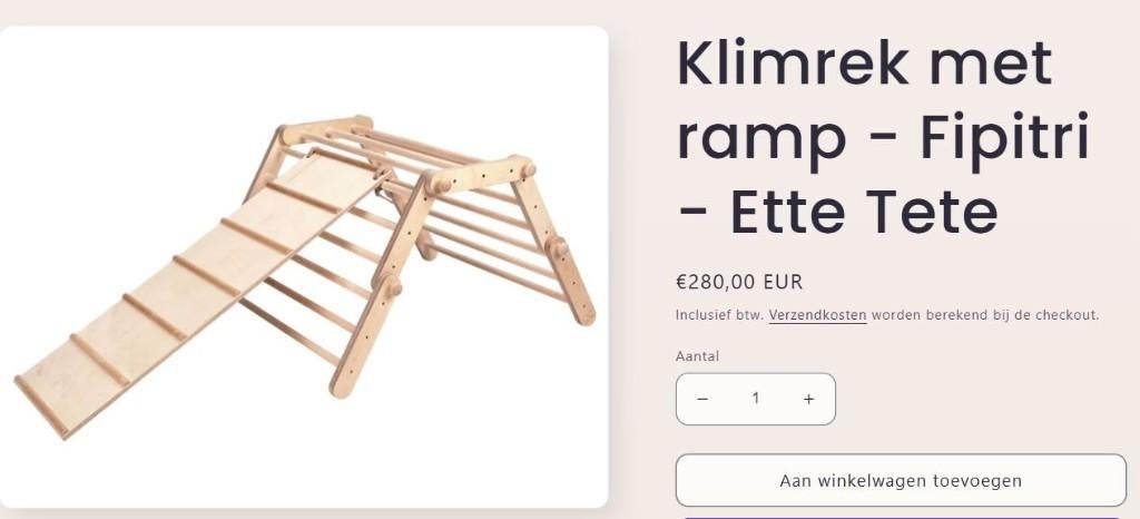 Ette Tete houten klimrek met glijbaan binnen Fipitri, Kinderen en Baby's, Ophalen, Zo goed als nieuw, Overige typen