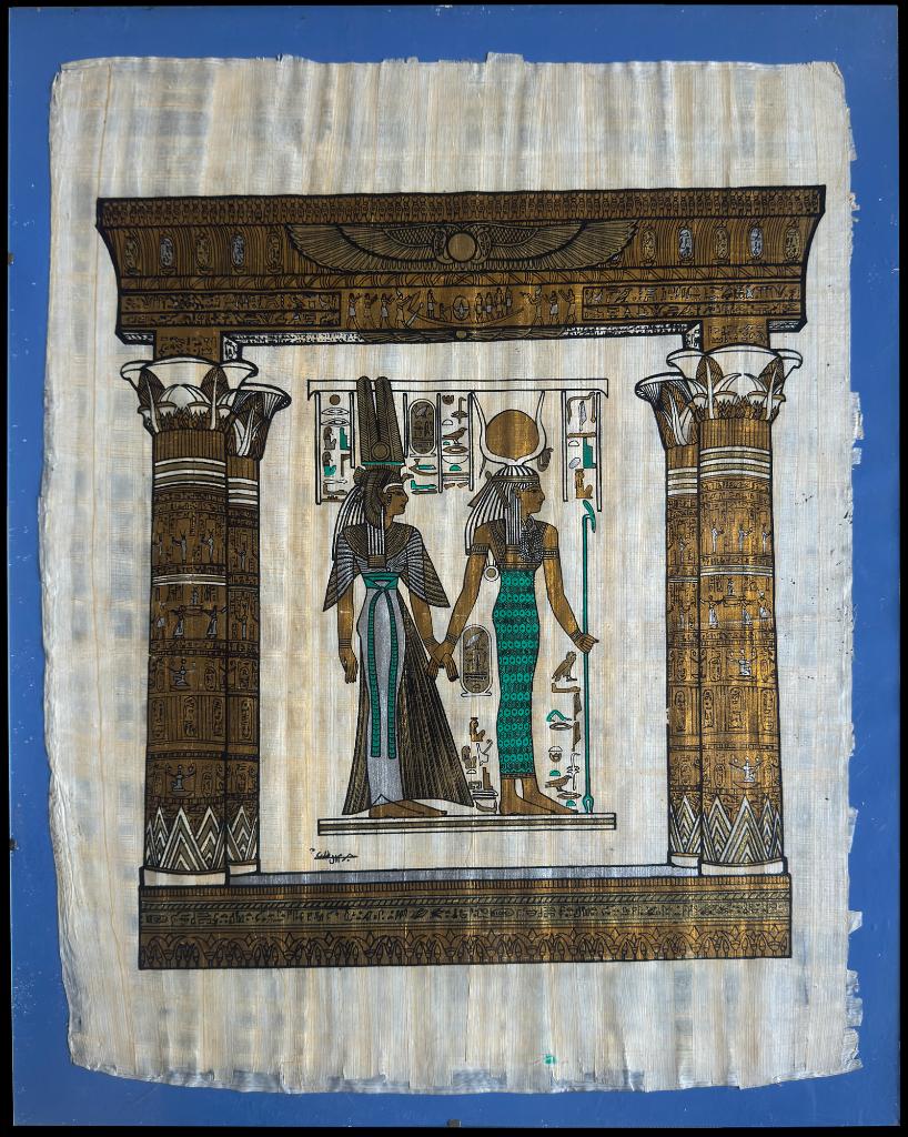 Egyptische voorstellingen op papyrus achter glas, Antiek en Kunst, Ophalen