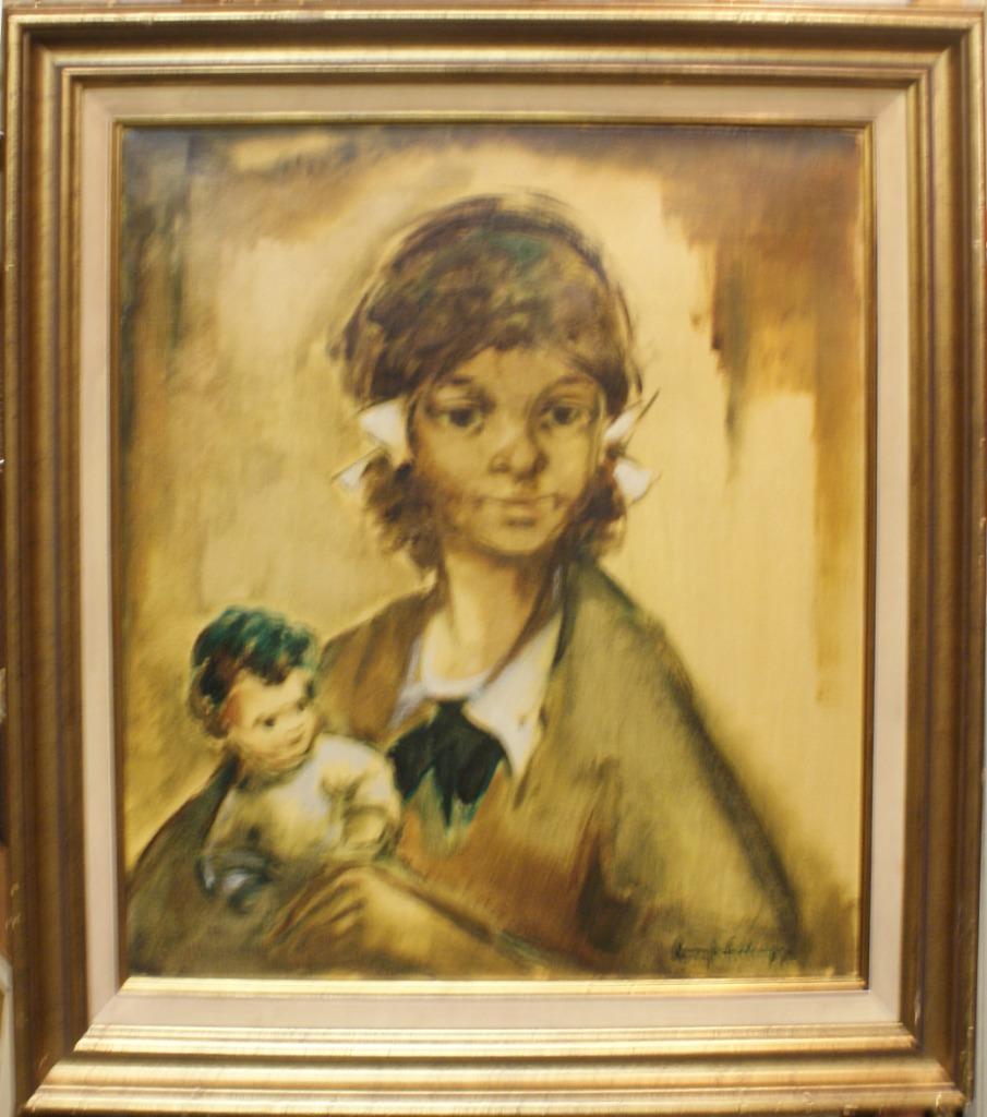 Remy De Pillecyn (1920-1986): Meisje met pop (O/D, 65x70cm), Enlèvement ou Envoi