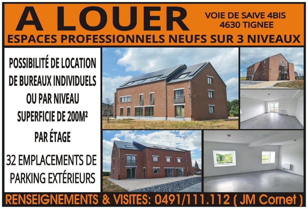 🏢 BARCHON - BUREAUX & ESPACES DE TRAVAIL À LOUER, Immo, Maisons à louer, Autres types, Par agence ou courtier, Province de Liège