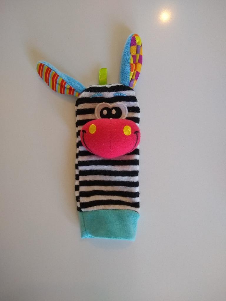 Zebra handpopje met rammelaar, Kinderen en Baby's, Speelgoed | Babyspeelgoed, Gebruikt, Rammelaar, Ophalen of Verzenden
