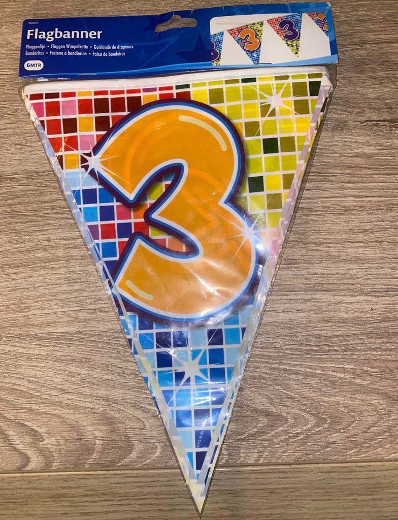 Drapeaux d'anniversaire pour enfants de 3 ans, Enlèvement ou Envoi, Neuf, Décoration