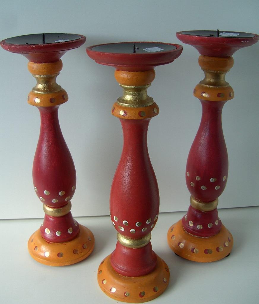 HOUTEN KANDELAAR STOMPKAARSEN 30 cm 2 STUKS NIEUW, Enlèvement ou Envoi, Neuf