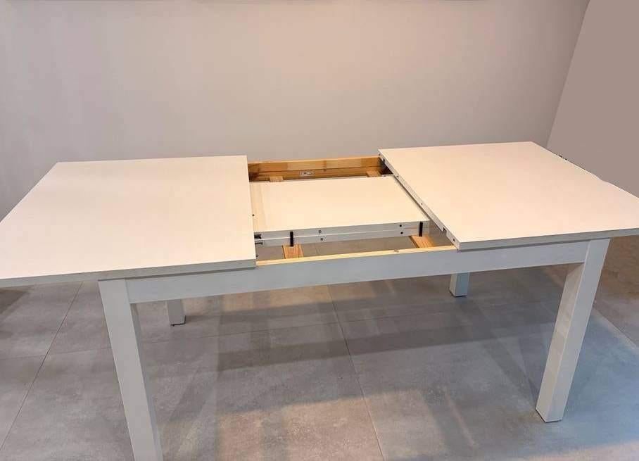 IKEA BJURSTA eettafel wit – uitschuifbaar 4-8 pers, Ophalen, Zo goed als nieuw