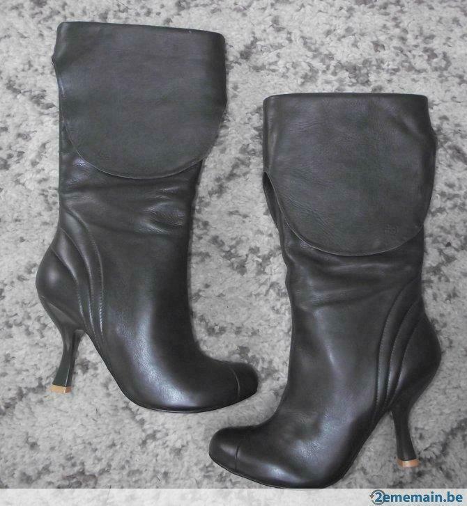 Bottes en cuir brun FEUD 41 NEUF Leather knee high boots, Verzenden, Nieuw, Bruin, Hoge laarzen