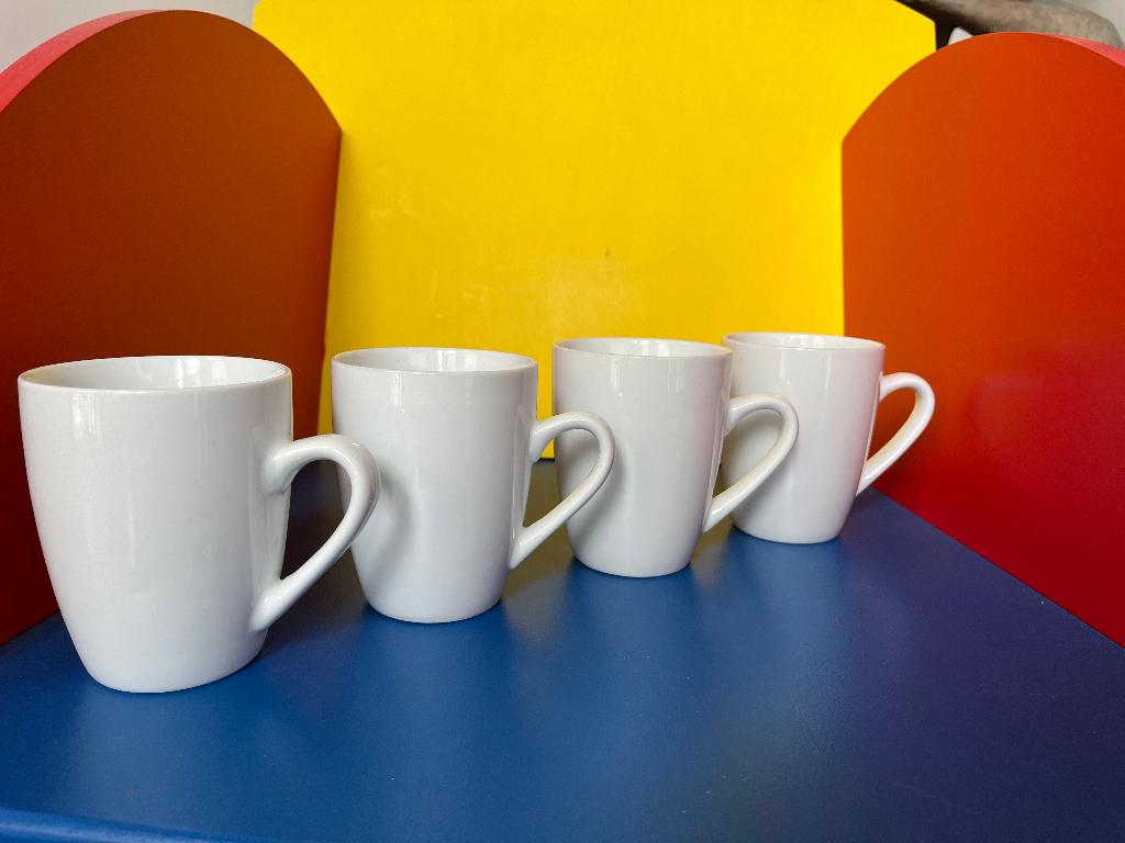 4 witte mokken - tip voor kerst kado, Ophalen of Verzenden, Effen