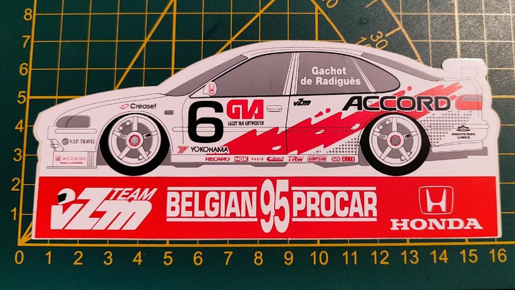 Sticker Belgian Procar Honda Gachot- De Radiguès 1995, Verzamelen, Stickers, Zo goed als nieuw, Ophalen of Verzenden