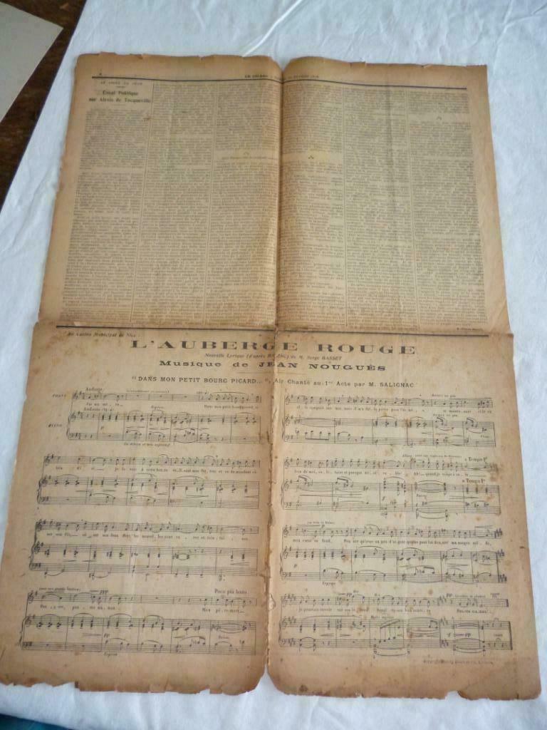 Oude partituur krant 1910 LE FIGARO L'Auberge rouge Nouguès, Ophalen of Verzenden, Gebruikt