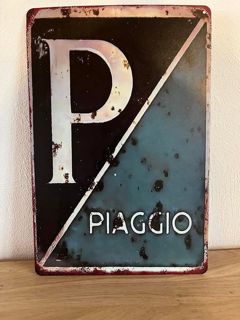 Piaggio metalen plaat, Verzamelen, Ophalen of Verzenden, Zo goed als nieuw