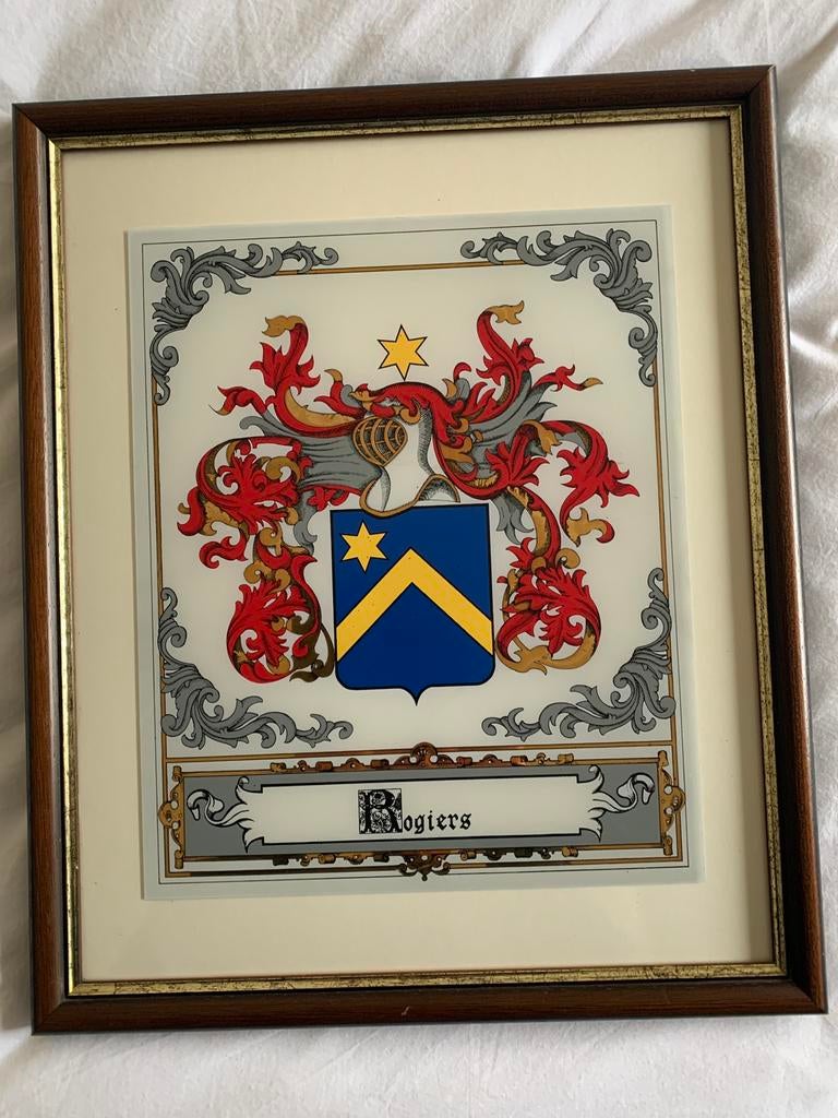 Glasgravure ROGIERS wapenschild, Ophalen of Verzenden