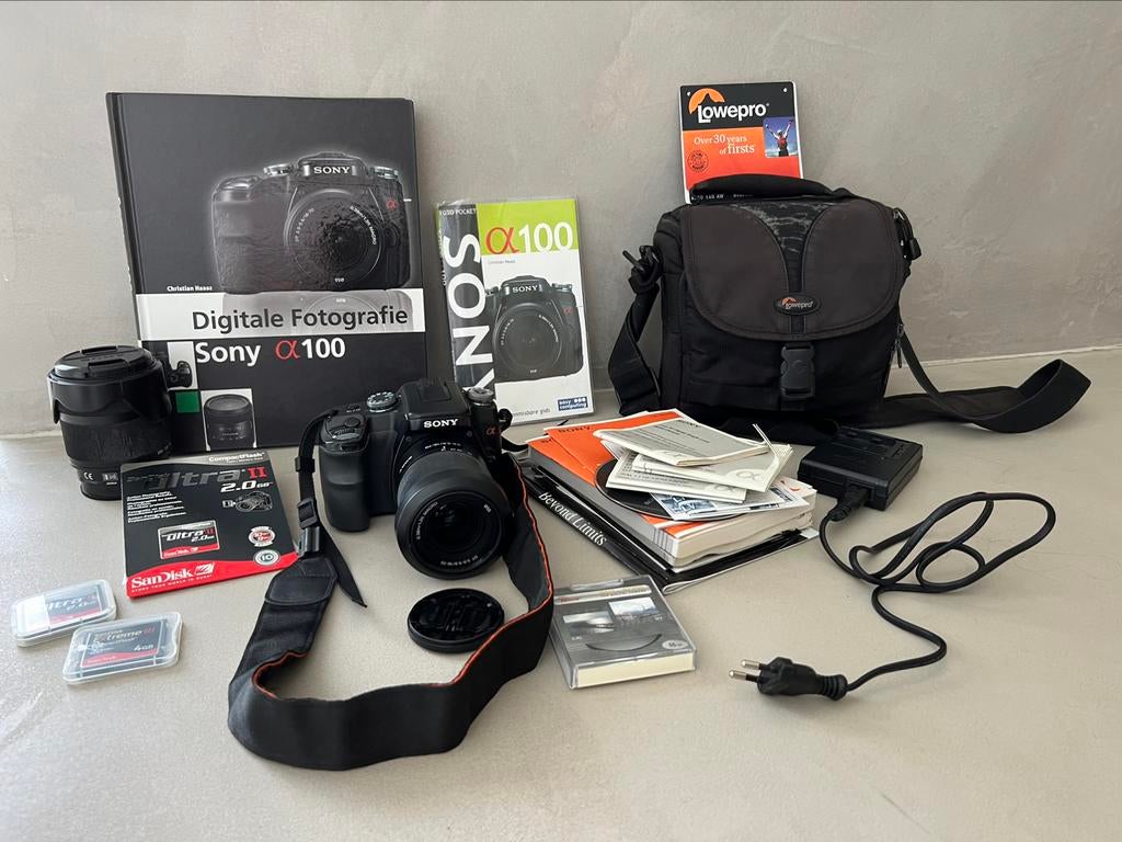 Sony alpha 100 met toebehoren, Audio, Tv en Foto, Fotocamera's Digitaal, Gebruikt, Spiegelreflex, Sony, 4 t/m 7 keer, Ophalen of Verzenden