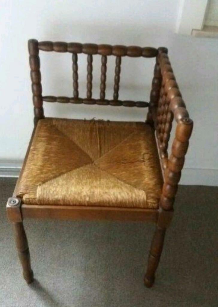 Antieke hoekstoel met rieten zitting, Antiek en Kunst, Ophalen of Verzenden