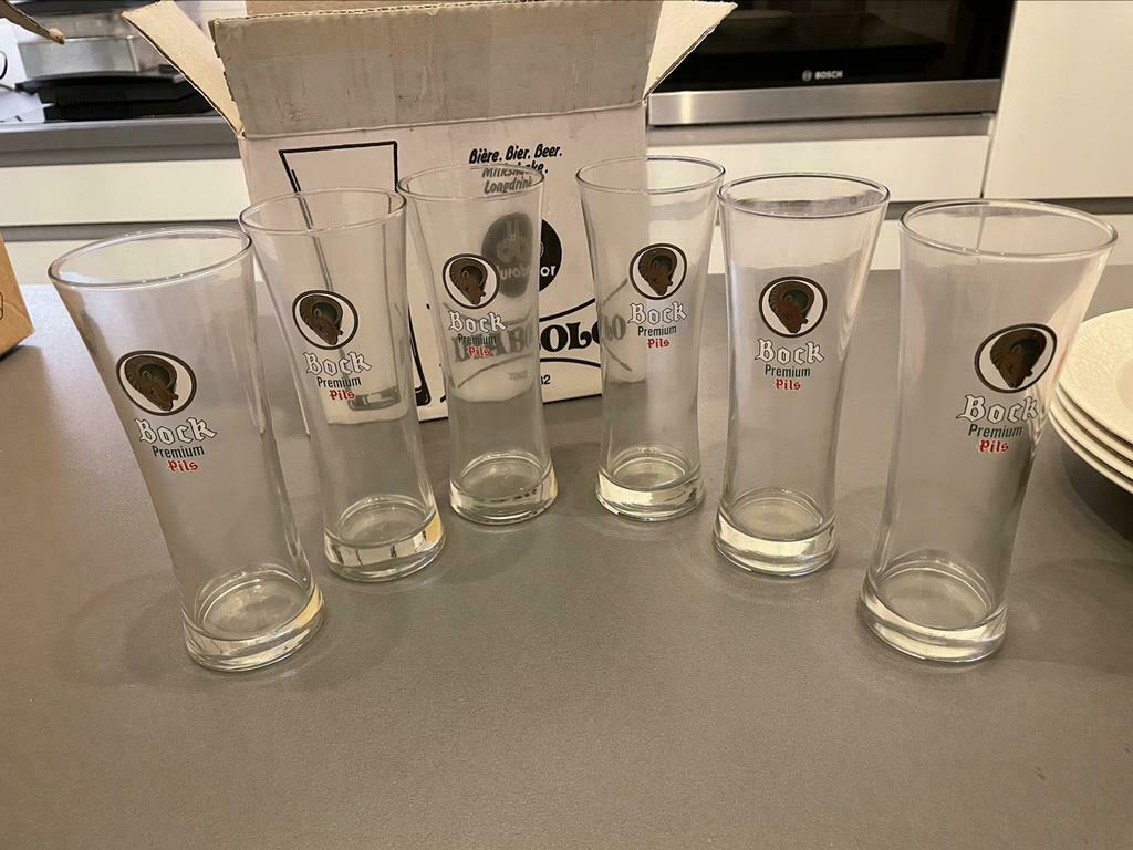 6 Bock Bierglazen, Verzamelen, Ophalen of Verzenden, Nieuw, Bierglas