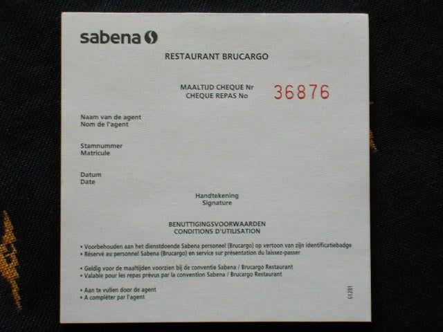 Document Sabena #038 Sabena Restaurant Brucargo - Repas C, Enlèvement ou Envoi, Neuf