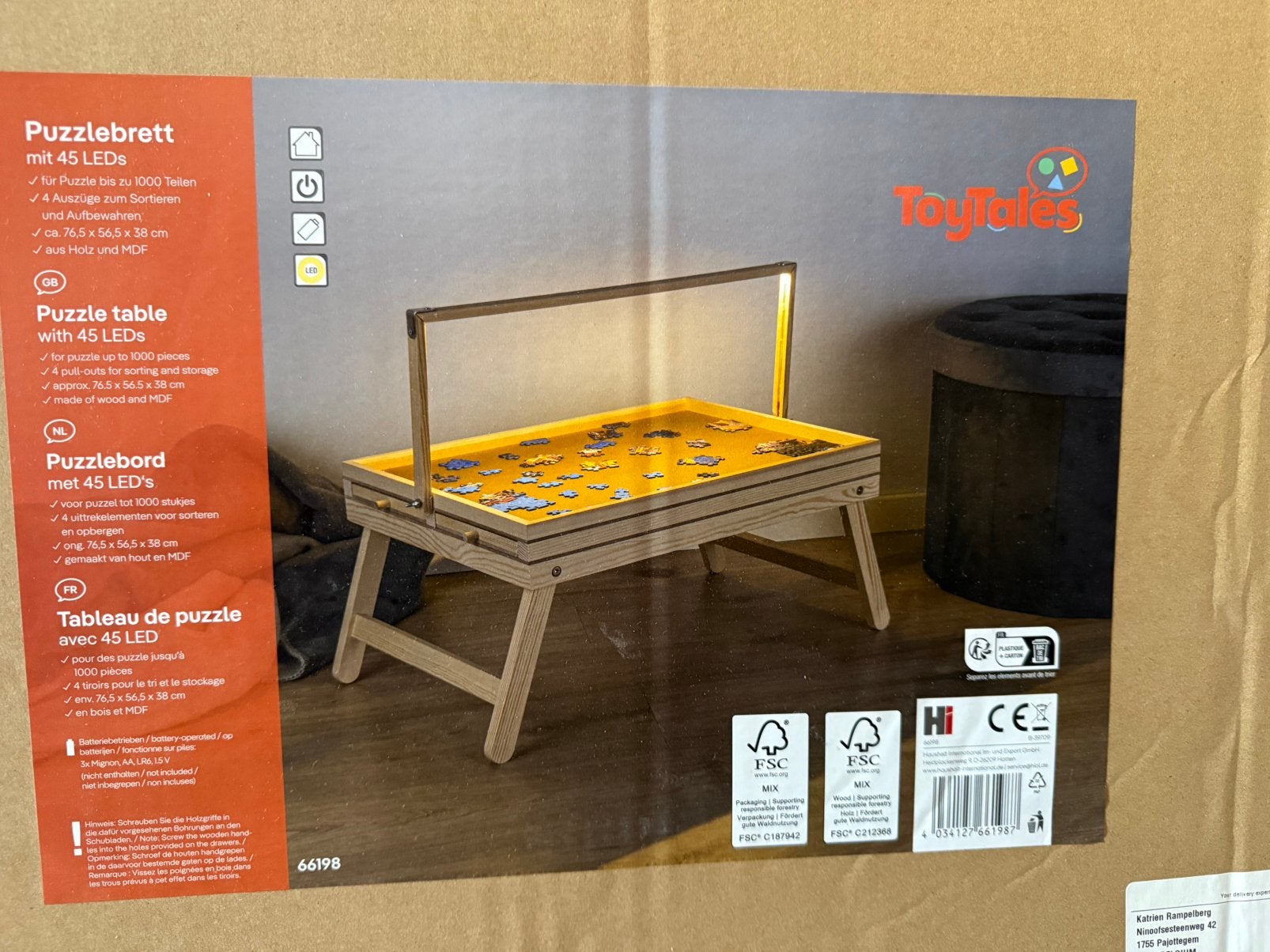 Puzzel tafel, Ophalen, 500 t/m 1500 stukjes, Nieuw, Legpuzzel