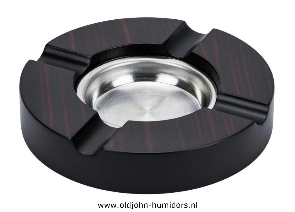 SIGAREN ASBAK ROND MET 2 LEGGERS EBBENHOUT - 16 cm!    sab20, Envoi, Neuf, Cendrier