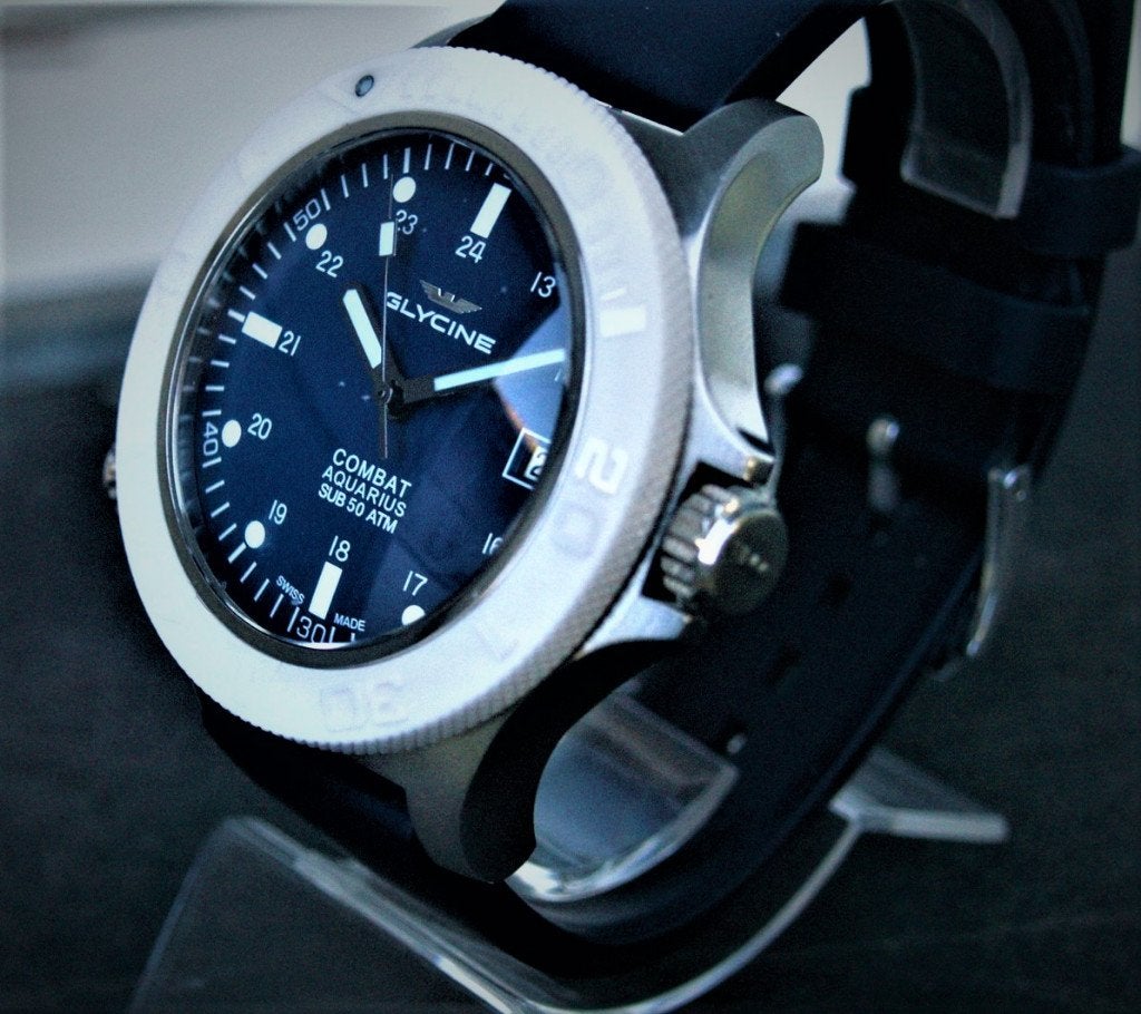 Montre Glycine Aquarius plongée automatique 46mm., Montre-bracelet, Autres marques, Enlèvement ou Envoi, Synthétique