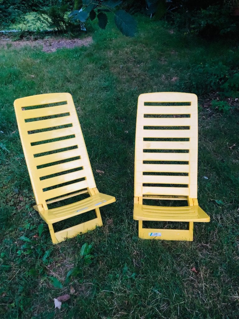 Set van 2x Gele Plastieken Klapstoelen, Enlèvement, Neuf