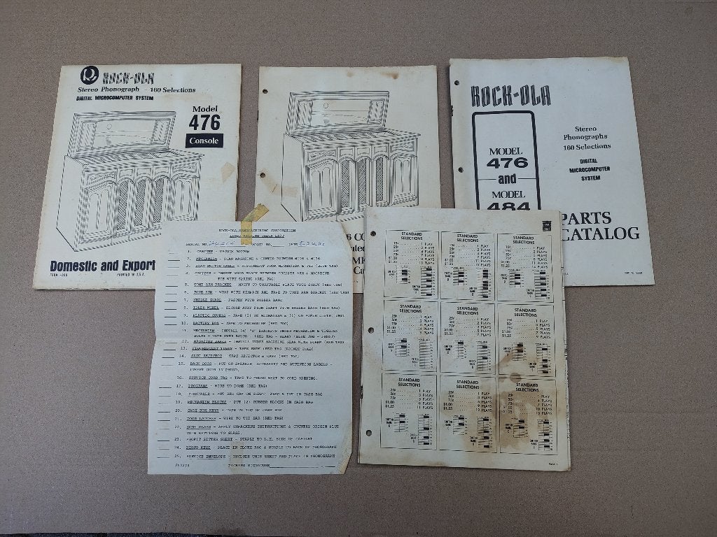 Service Manual Rock Ola 476/484 (1978) jukebox, Envoi, Rock Ola