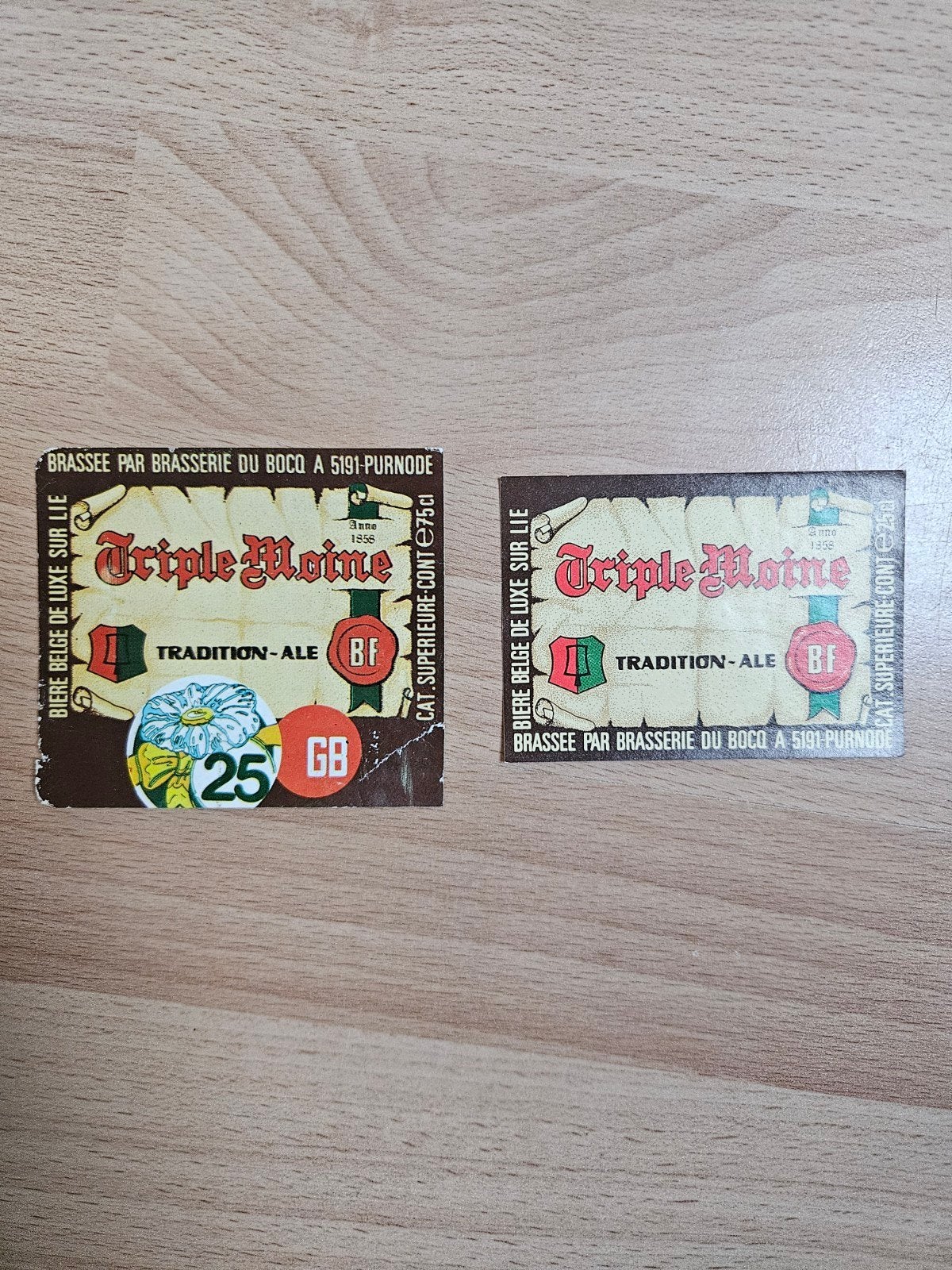 oude bieretiketten triple moine purnrode, Ophalen of Verzenden