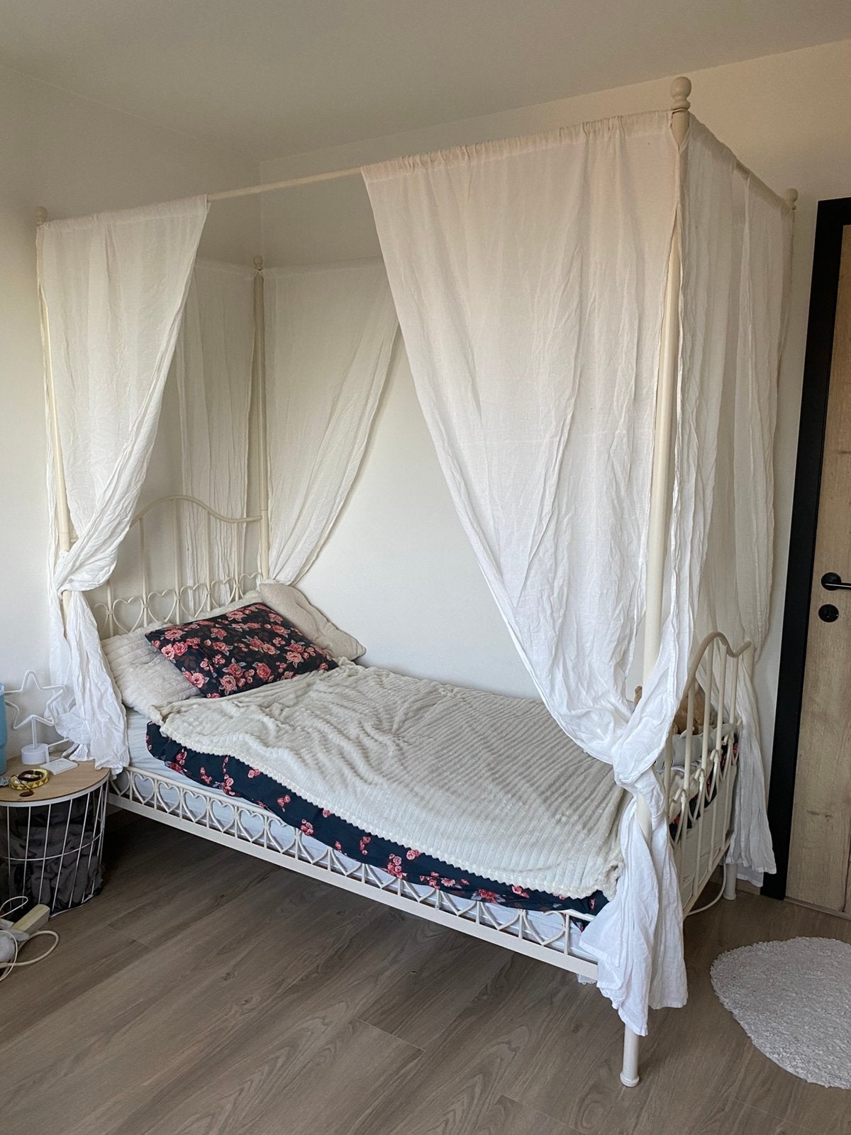 Hemelbed Maison du monde, Ophalen, 90 cm, Eenpersoons, Beige