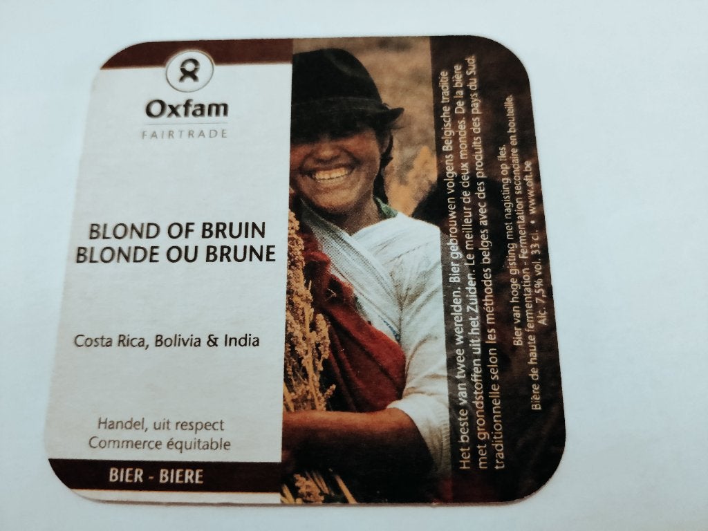 Bierviltje bier Oxfam R/V, Ophalen of Verzenden, Zo goed als nieuw, Viltje(s), Overige merken